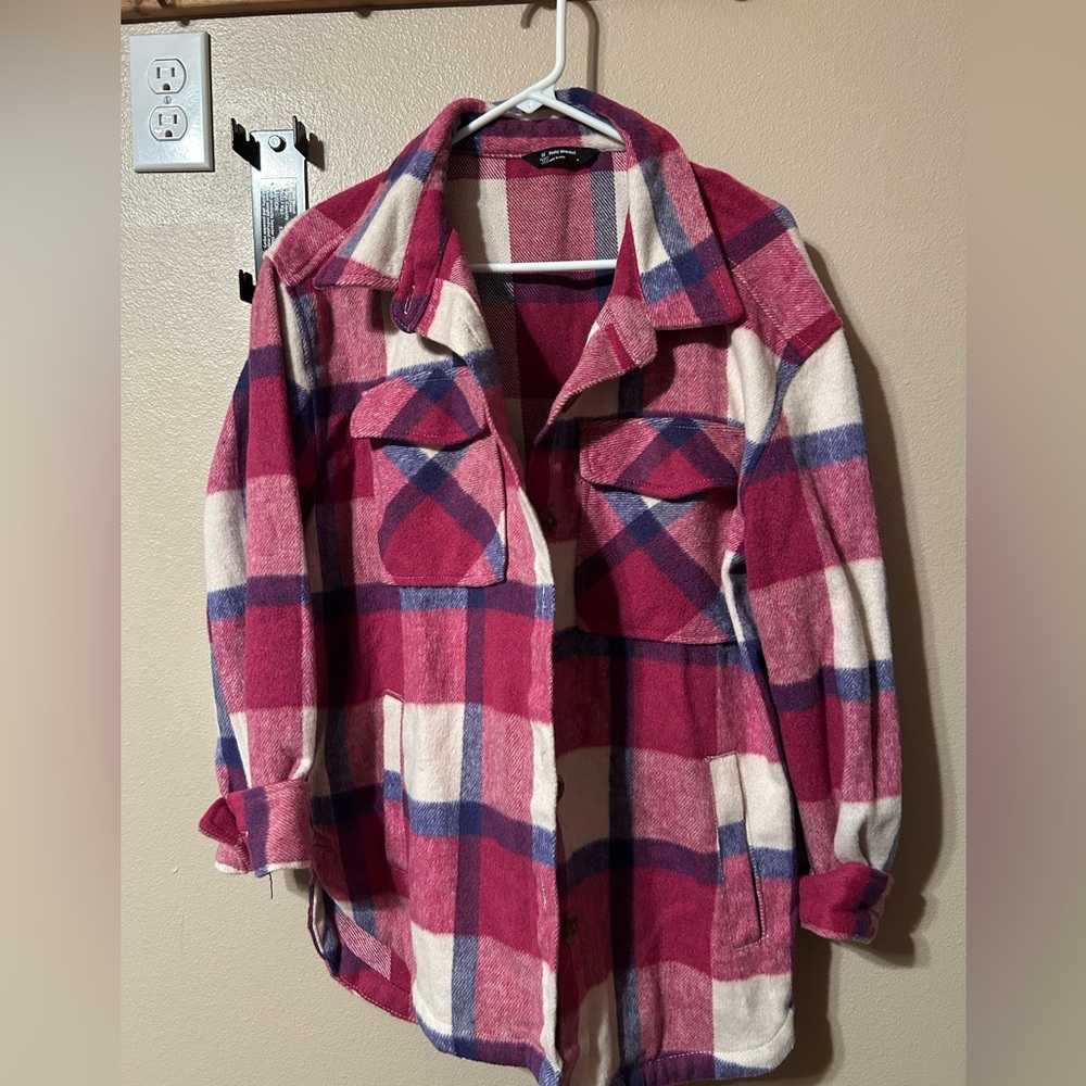 Plaid Button Down Shirt - Pink and Blue